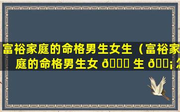 富裕家庭的命格男生女生（富裕家庭的命格男生女 🐕 生 🐡 怎么看）